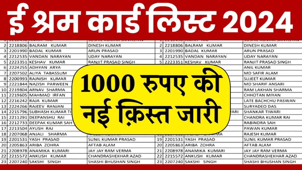 E Shram Card List 2024